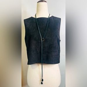 She + Sky black Suede like crop with back zipper size Medium